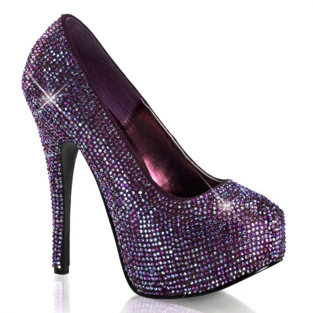 Rhinestone High Heels TEEZE-06R : Purple Iridescent