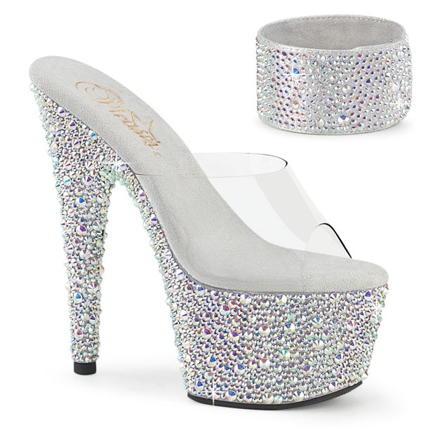 Platform High Heels BEJEWELED-712MS - Silver