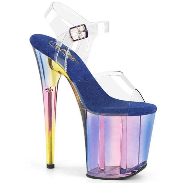 Extrem Plateau Heels FLAMINGO-808HT - Blau Holografisch