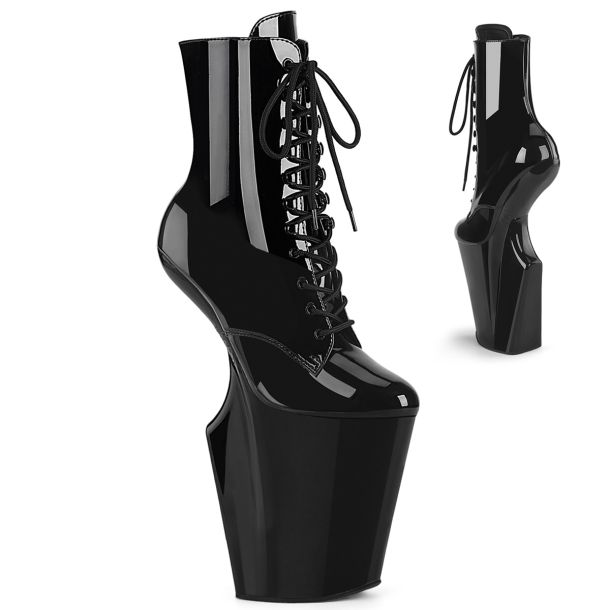 Heelless Platform Ankle Boots WORSHIP-1020 - Patent Black