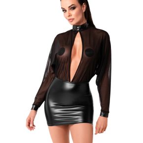 Powerwetlook Minikleid mit Mesh OPIUM F348