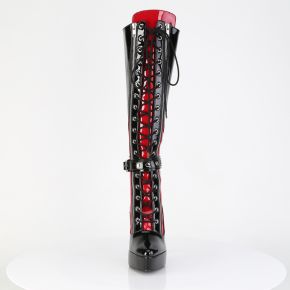 Platform Knee Boot INDULGE-2028 - Patent Black / Red