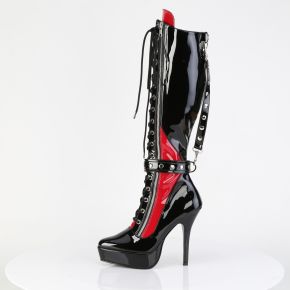 Platform Knee Boot INDULGE-2028 - Patent Black / Red