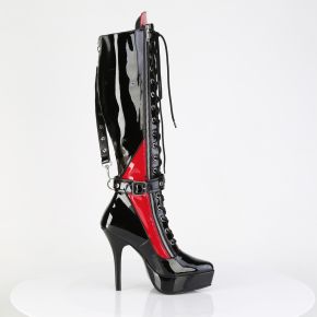 Platform Knee Boot INDULGE-2028 - Patent Black / Red